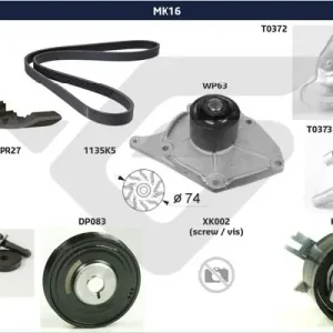 Nowy Zestaw paska klinowego wielorowkowego HUTCHINSON MK16